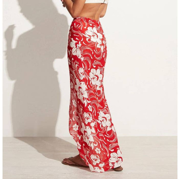 NWT Faithfull the Brand Lulu Camara Floral Print Maxi Skirt Sz. 10 [XL] Red - Picture 6 of 13